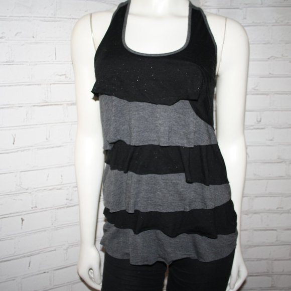 🖤🌫️ Black & Gray Ruffle Blouse · Mudd · Size Small - Picture 1 of 5